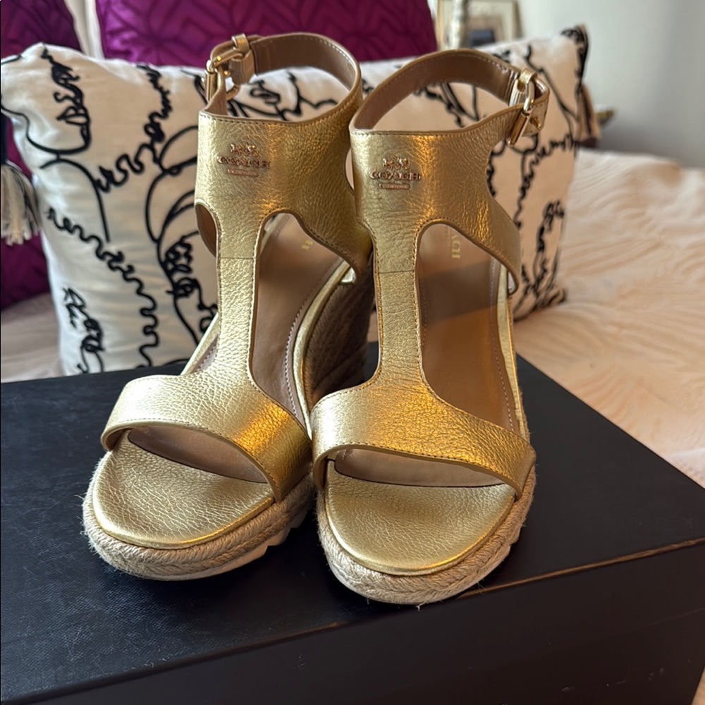 Coach Gold Espadrille Sandals
